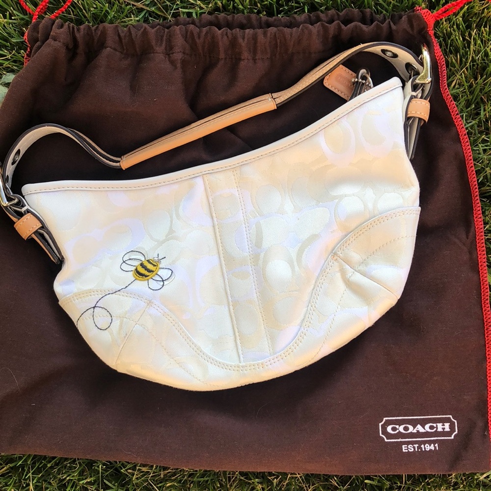 Authentic White Bumble Bee Coach Purse